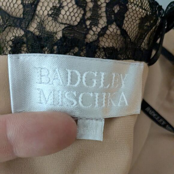 Badgley Mischka Midi Dress Cocktail Gown Black 8 Lace Strapless Glam Classic - Picture 14 of 16